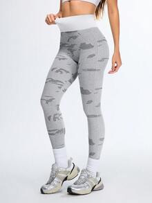 Eassivo Eassivo Damen High Waist elastische atmungsaktive bequeme Sport Leggings SL21201 - Grau - Übersicht 4