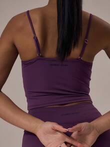 Musera Sport Sport Slinky Figurbetontes Cami Weste Co-Ord Oberteil nur Winter Aktiv Sport Gym Lässig Workout Lounge Padel Fitness - Violett - Übersicht 6