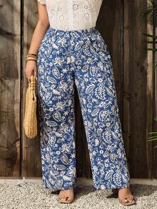 EMERY ROSE Plus Size Women Floral Print Loose Straight Leg Jeans - Multicolor - View 7