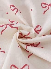 Sparklyn 女学生睡衣，少女可爱蝴蝶结印花开襟长领长裤长袖休闲两件套家居服 - 彩色 - 查看 4