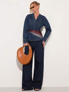 COSMINA Women's Elegant Wide Leg Extra Long Jeans, Versatile For Commuting, Daily Wear, And Office - Dark Wash - View 5