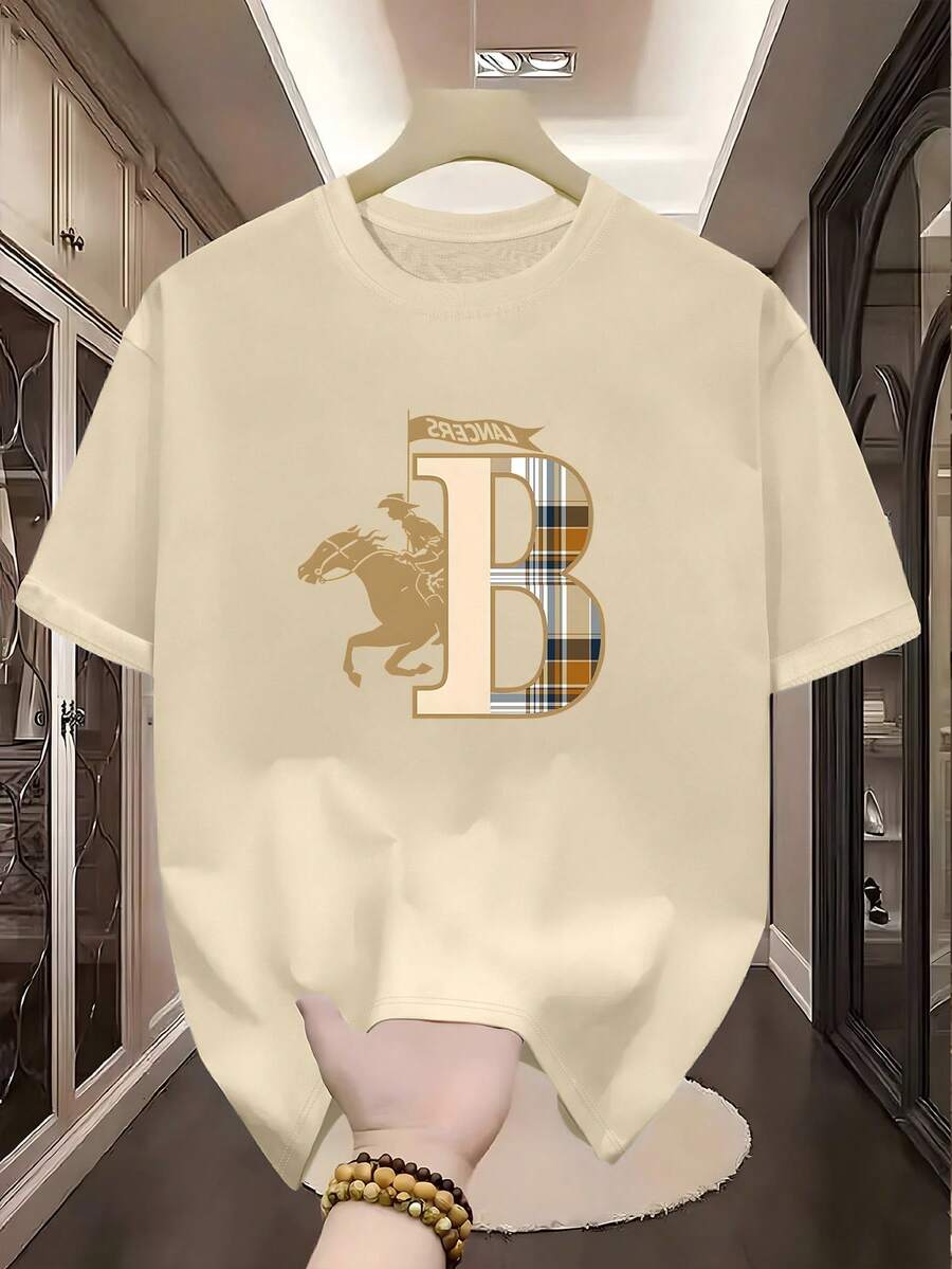 Manfinity Dauomo 男士休闲春夏新款短袖T恤 - 卡其色 - 查看 1