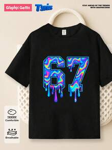 Young BoyCotton Pullover Basic Short Sleeve T-Shirt - Black - View 6