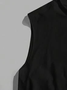 StoneGrade Black Printed Sleeveless Tank Top For Men - Black - View 3