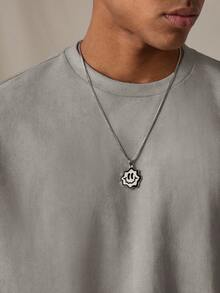 SWAVVY 男士针织休闲宽松版型数字刺绣短袖T恤 - 淺灰色 - 查看 6