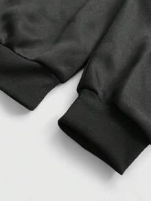 ROMWE MEN Men's Eye Pattern Hooded Casual Pullover Sweatshirt, Versatile For Commuting, Autumn/Winter - Black - View 5