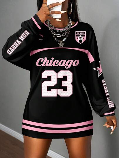 Slaydiva 休闲宽松圆领长袖加大码T恤，适合夏季穿着