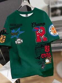 Manfinity Joysei 3件套男士休闲标语印花T恤，夏季 - 彩色 - 查看 6