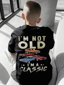 Kids T-shirts Fashionable and casual cartoon pattern print, loose casual top, suitable for children to wear, comfortable and versatile round neck T-shirts, boys' style. - Negro - Ver 1