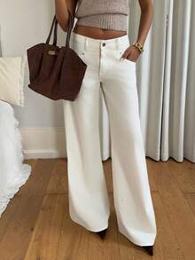 Siren Gaze 女士纯色休闲裤 - 白色 - 查看 1