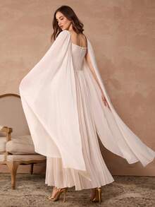 Enchnt 法国奢华飘逸小众高端长款斗篷连衣裙 - 杏色 - 查看 8