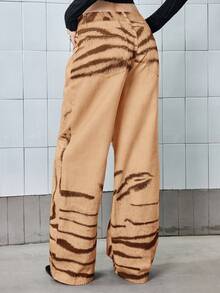 ROMWE J-Fashion Vintage Fashionable Loose Straight Leg Gradient Zebra Print Jeans, Unisex - Multicolor - View 3