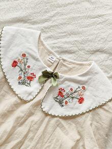 Vintaside Kids Váy dài tay thêu ve áo mùa thu cho bé gái, thích hợp mặc thường ngày như đi chơi mùa thu, cắm trại, họp mặt gia đình và tiệc tùng - Màu Khaki - Xem 5