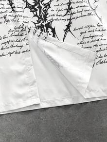 ROMWE MEN Goth Camisa casual suelta con botones delanteros y mangas cortas estampada para hombres - Multicolor - Ver 5