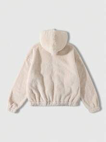 ROMWE MEN Men's Casual Hooded Fleece Jacket - Apricot - View 2