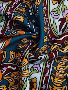 Sweetra Plus Size V-Neck Printed Sleeveless Wide Leg Jumpsuit With Invisible Zipper At Back - Multicolor - View 3