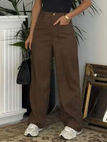 Ronhire High Waisted Straight-Leg Pants - Brown - View 6