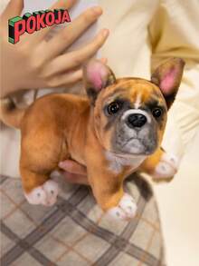 POKOJA LAND - SELECTS 8.6英寸椋鸟，法国斗犬毛绒玩具，仿真逼真，柔软手工制作，卧姿可爱，适合男孩女孩，是送给各个年龄段和各种场合的可爱礼物。