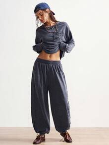 Bohemela Bộ 2 món áo len cổ tròn tay dài màu trơn phong cách BOHO dành cho tiệc Giáng sinh và năm mới thường ngày dành cho nữ - Xám - Xem 6