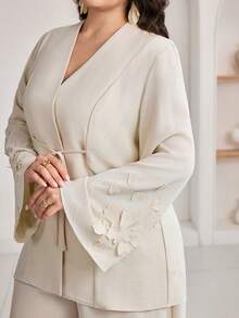 Veilorie 大码女式纯色交叉裹身蝙蝠袖优雅阿拉伯风格套装