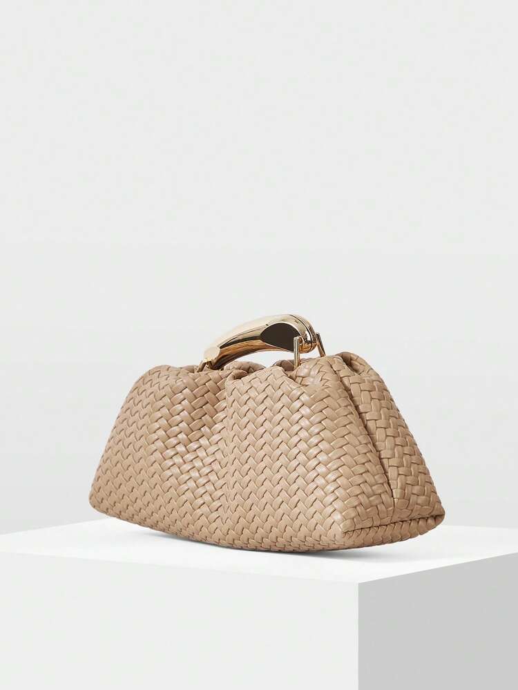 PU LEATHER BEADED TOP HANDLE BAG