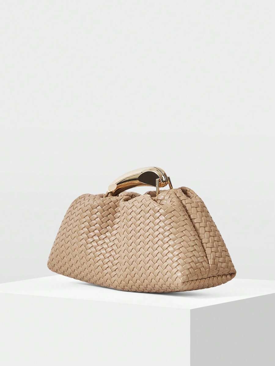 MOTF PREMIUM PU LEATHER BEADED TOP HANDLE BAG - Beige braid - View 2