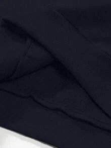 INAWLY 女士字母贴花休闲百搭卫衣，秋冬款 - 藏蓝色 - 查看 3