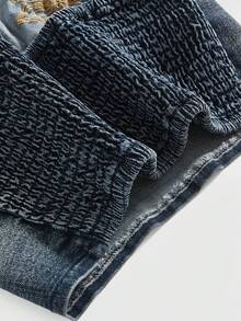 ROMWE Áo hai dây denim gợi cảm thêu hoa cổ điển Y2K dành cho nữ - Màu xanh lam - Xem 4