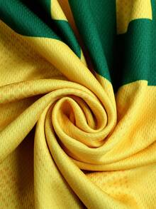 ROMWE MEN Prep Camiseta de manga corta de cuello redondo casual con estampado de fútbol para hombre, verano - amarillo ganso - Ver 6