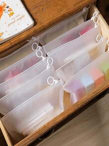 Frosted Organizer Bags With Zipper - Keep Items Tidy For Underwear, Makeup, Stationery (1/5/10/15/20 Packs) - Clear - View 2