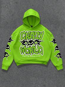 Manfinity ZONE917 Men's Casual Slogan Print Long Sleeve Hoodie, Autumn/Winter