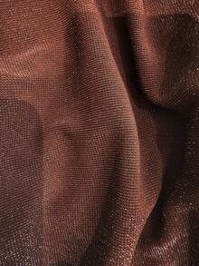 Lavishia 女士天鹅领长袖褶皱优雅修身连衣裙，适合派对穿着 - 棕色 - 查看 7