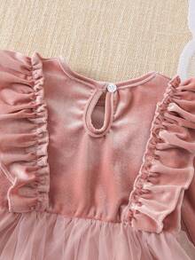 SHEIN Toddler Girls' Elegant Bow Decor Mesh Party Dress - Pink - View 5