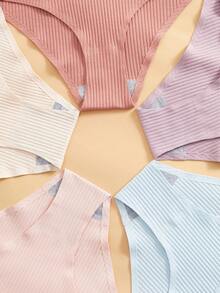 Eraneu 5pcs/Pack Lace Patchwork Seamless Briefs, Fashionable & Sweet - Multicolor - View 6