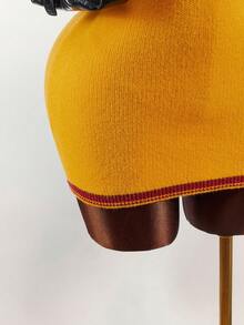 Amplova Váy ôm sát mini họa tiết số màu tương phản, cổ tròn, trang phục thường ngày dạo phố - Nhiều màu - Xem 6