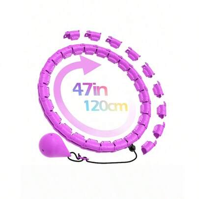 حبل تمرين لخسارة الوزن للكبار 120 سم، مناسب للنساء والمبتدئين، يتضمن 24 حلقة قابلة للفصل وكرة فارغة للتعديل باللون البنفسجي