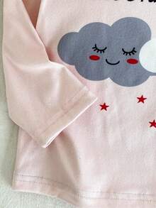 Baby Girls Pajamas-4 Piece Pajama Set Plush Crew Neck Long Sleeve Top And Long Pants Set Cloud Print Pink Gray Cozy Bedtime Pajamas Matching Outfit Four Season Holiday New Year 2026 Essential Soft Warm Cute Gift - Multicolor - View 7