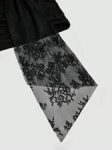 Sweetra 加大码黑色蕾丝星星海星装饰沙滩度假旅行飘逸收腰修身半身裙 - 黑色 - 查看 7