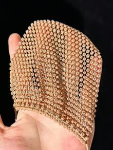 EgrlEra 女士时尚性感水钻鱼网露背露脐上衣 - 香檳色 - 查看 8