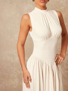 Lumalex 早春圆领收腰褶皱连衣裙,蓬松舒适柔软,适合女性度假、生日、婚礼、情人节礼物指南、浪漫情人节装扮、宾客婚礼、情人节礼物指南、浪漫情人节装扮、派对、夏季假日海滩装扮,尽显奢华格调,低调奢华,适合舞会、聚会、宴会、低调奢华、老钱风格、锐舞派对、音乐节等场合,层次丰富的派对长裙,适合婚礼、情人节礼物指南、浪漫情人节装扮、宾客礼服、早春连衣裙、象牙色女士连衣裙、优雅长裙 - 杏色 - 查看 7