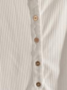 GlowEve CURVE 大码女式秋季简约前扣喇叭袖T恤，秋季面料 - 白色 - 查看 5