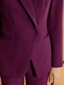 MOTF Classy 尖领单扣西装外套 - 紫色 - 查看 2
