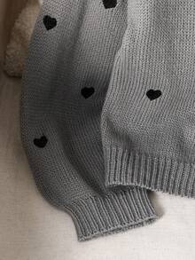 SHEIN 女童针织毛衣，蝴蝶结装饰，可爱休闲，柔软舒适，百搭，适合居家、聚会和假日穿着 - 淺灰色 - 查看 4