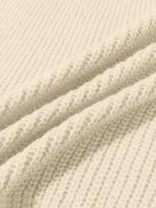 Franclia Casual Solid Color Drop Shoulder Sweater, Autumn/Winter - Beige - View 3