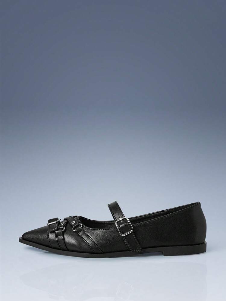CUCCOO GRLICON Women's Pointed Toe Buckle Design Fashion Versatile Shoes For Christmas