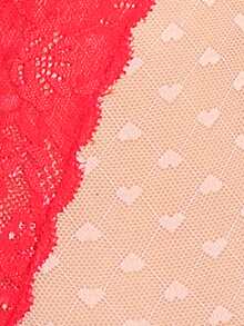 DelicateAllure 情人节粉色撞色蕾丝拼接透视修身连体衣，裆部按扣设计，优雅性感，适合外穿、派对、音乐节、度假等场合。 - 粉色 - 查看 6