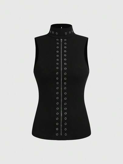 J-Fashion Punk Street Ösen Gestricktes figurbetontes Crop Top