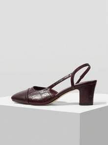 MOTF WOMEN'S EUROPEAN AND AMERICAN NEW COMFORTABLE AND SIMPLE SPLICING WITH HIGH HEELS - Burgundy - View 2