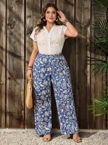 EMERY ROSE Plus Size Women Floral Print Loose Straight Leg Jeans - Multicolor - View 5