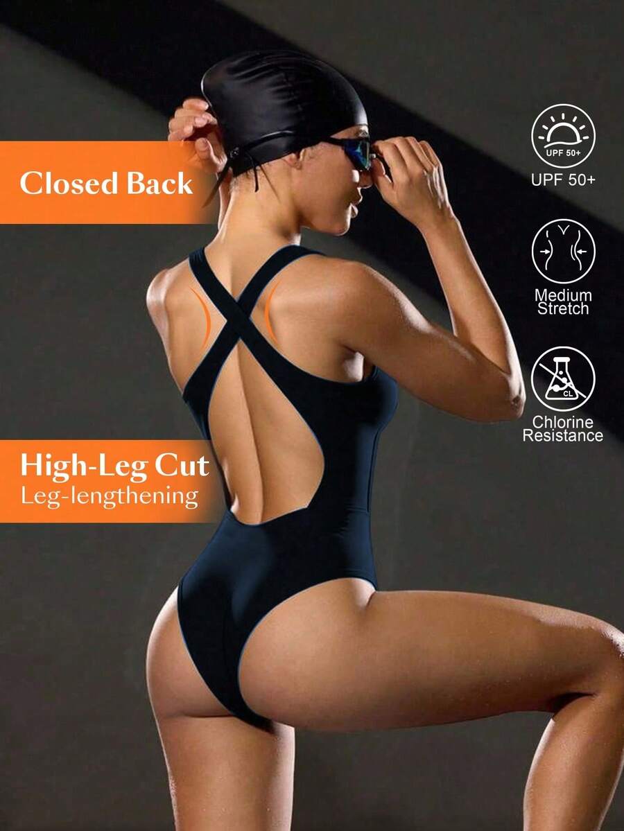 Swim Nautrix 1pc Women's Sexy One-Piece Racing Swimsuit, Black - Navy Blue - View 1